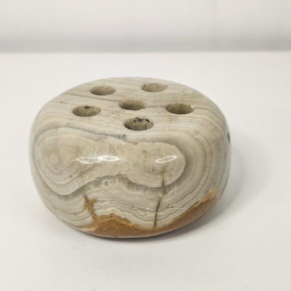 Vintage MCM Poshlished Onyx Marble Pen Holder Desk Office Boho - Picture 5 of 9